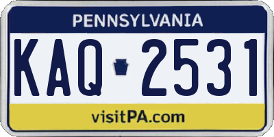 PA license plate KAQ2531