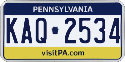 PA license plate KAQ2534