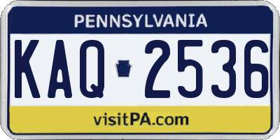 PA license plate KAQ2536