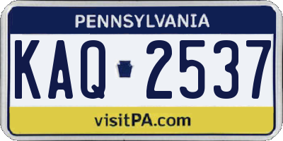 PA license plate KAQ2537