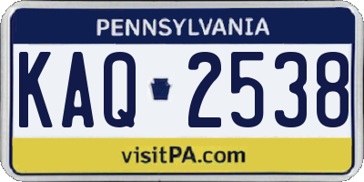 PA license plate KAQ2538