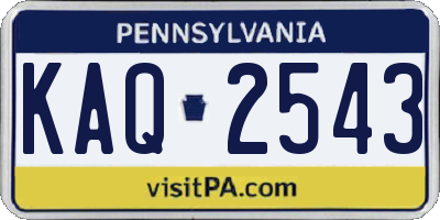 PA license plate KAQ2543