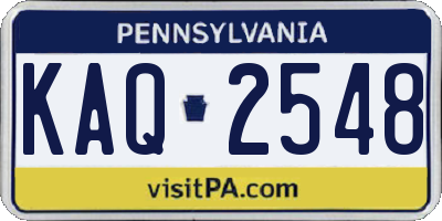 PA license plate KAQ2548