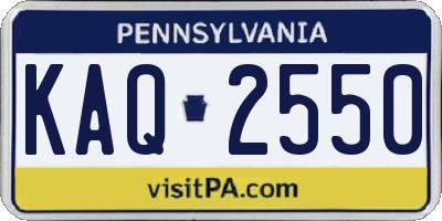 PA license plate KAQ2550