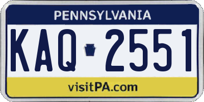 PA license plate KAQ2551
