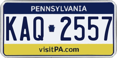 PA license plate KAQ2557