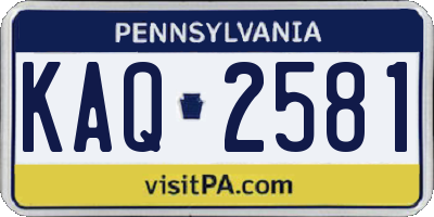 PA license plate KAQ2581