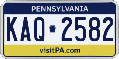 PA license plate KAQ2582