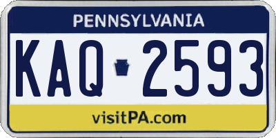 PA license plate KAQ2593