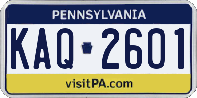 PA license plate KAQ2601