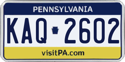 PA license plate KAQ2602