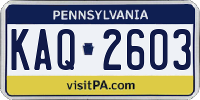 PA license plate KAQ2603