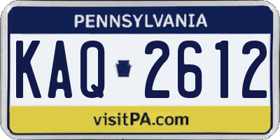 PA license plate KAQ2612