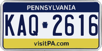 PA license plate KAQ2616