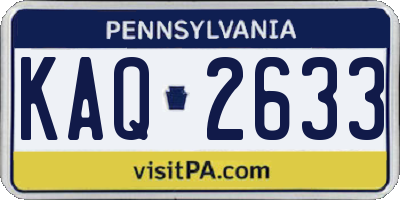 PA license plate KAQ2633