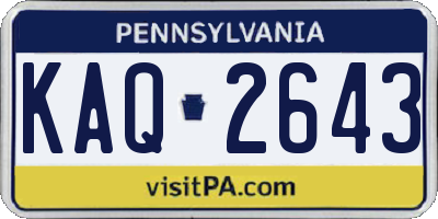 PA license plate KAQ2643