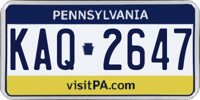 PA license plate KAQ2647