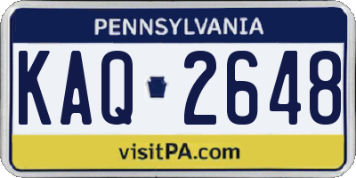 PA license plate KAQ2648