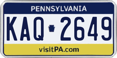 PA license plate KAQ2649