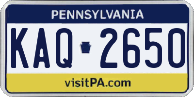 PA license plate KAQ2650