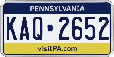 PA license plate KAQ2652