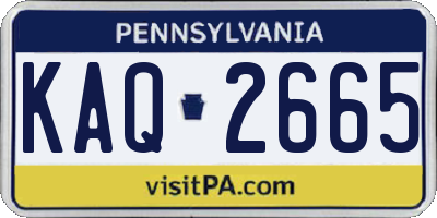 PA license plate KAQ2665