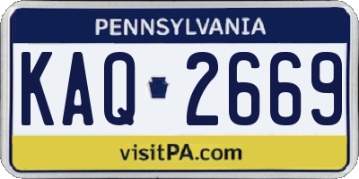 PA license plate KAQ2669
