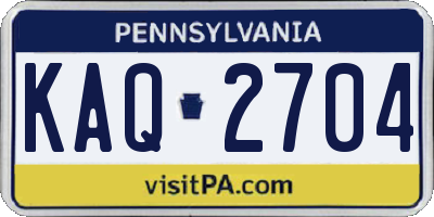 PA license plate KAQ2704