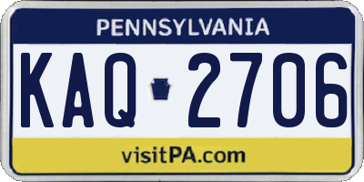 PA license plate KAQ2706