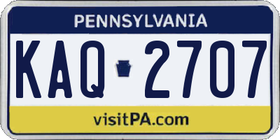 PA license plate KAQ2707