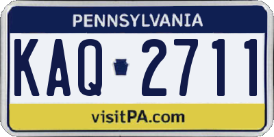 PA license plate KAQ2711