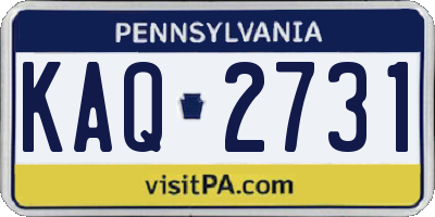 PA license plate KAQ2731