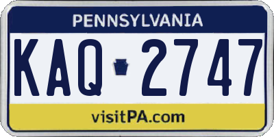 PA license plate KAQ2747
