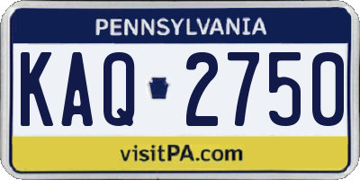 PA license plate KAQ2750