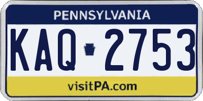 PA license plate KAQ2753