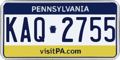 PA license plate KAQ2755