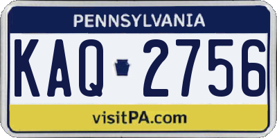 PA license plate KAQ2756