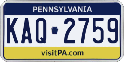 PA license plate KAQ2759