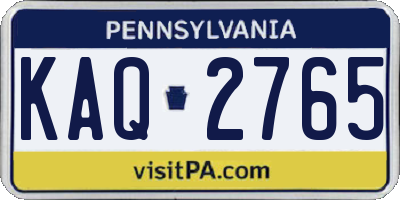 PA license plate KAQ2765