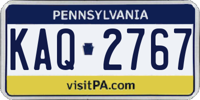 PA license plate KAQ2767