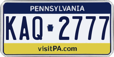PA license plate KAQ2777