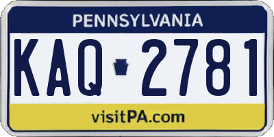 PA license plate KAQ2781