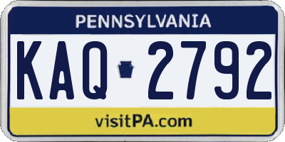 PA license plate KAQ2792