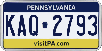 PA license plate KAQ2793