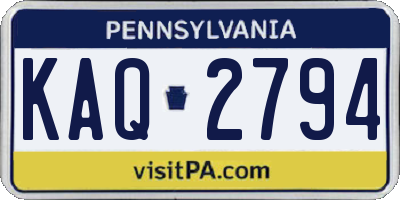 PA license plate KAQ2794