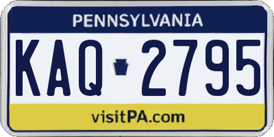 PA license plate KAQ2795
