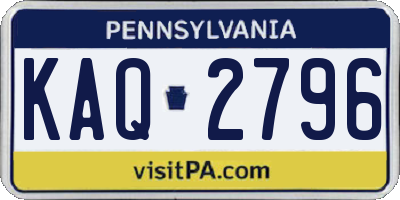 PA license plate KAQ2796