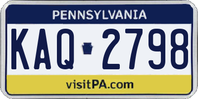 PA license plate KAQ2798