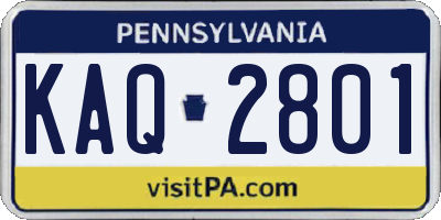 PA license plate KAQ2801