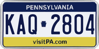 PA license plate KAQ2804